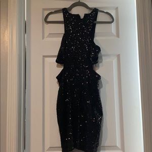 Express Black Sequin Cutout Dress - Size 4